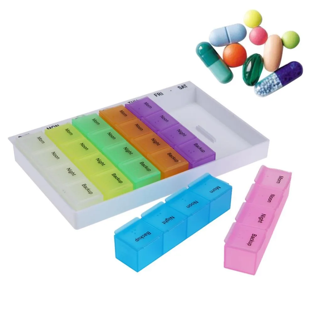 

Organizer Container Dispenser Weekly Sorter Medicine Tablet Storage Medicine Holder 7 Day Pill Box Tablet Organiser