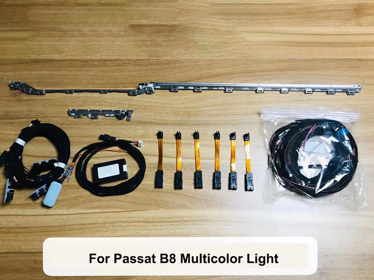 

For VW Passat B8 Multiple Color Atmosphere Lights Dashboard Door Ambient Light Bar Footwell Light with Wiring Harness