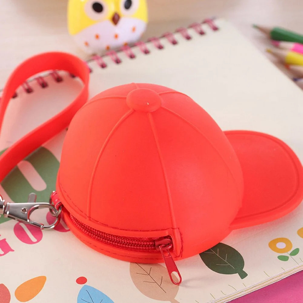 Silicone Ladies Coin Purse Key Case Cute Baseball Cap Coin Purse Zipper Girl USB Cable Earphone Storage Bag Creative Handbag