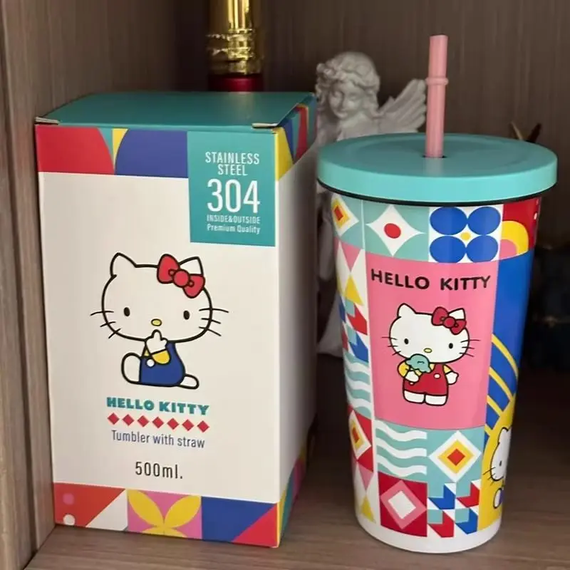 Изолированная чашка Hello Kitty 304Z из нержавеющей стали новая соломенная допамина