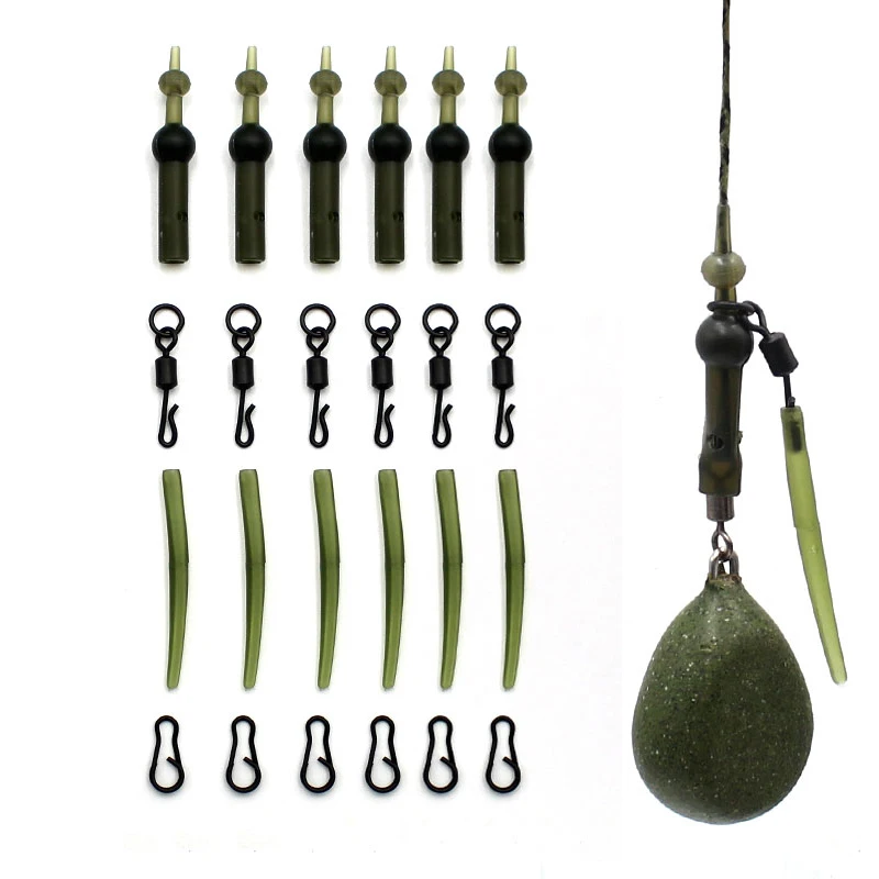 

6 Set Carp Fishing Kit Ring Swivel Multi Clip Anti Tangle Sleeves Quick Change Swivel Carp Hiar Chod For Carp Fishing Tackle