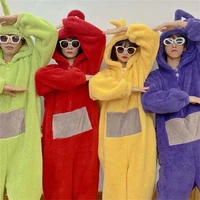 4 colors teletubbies cosplay for adult costume home funny tinky winky anime laa laa po soft long sleeves piece pajamas costume