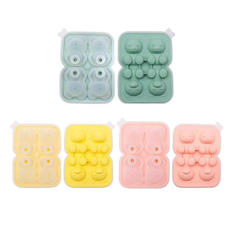 

3Piece Cute Teddy Bear Ice-Cube Making Mold Splashproof Ice-Cube Making For Freezer With Container