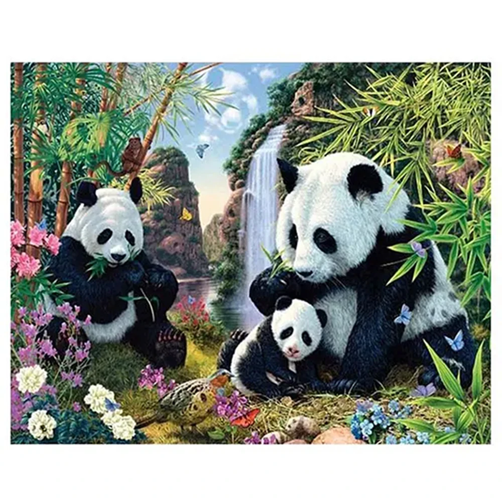 

YI BRIGH 2023 Hot Selling Dynamic Diamond Painting Full Square/Round Diamond 5D DIY Handmade Panda Family Wall Decorative