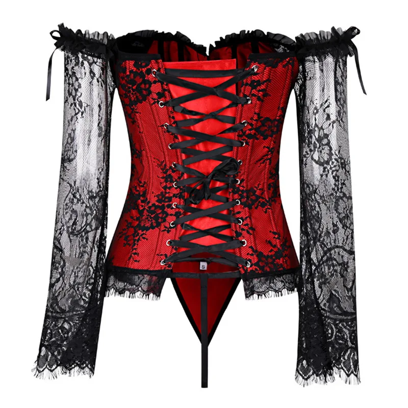 Costumes Fajas Corset Billen Lifter Dress Ball Classical Eyelashes Lace Long-sleeved Court Dress Sculpting Bodice Retro