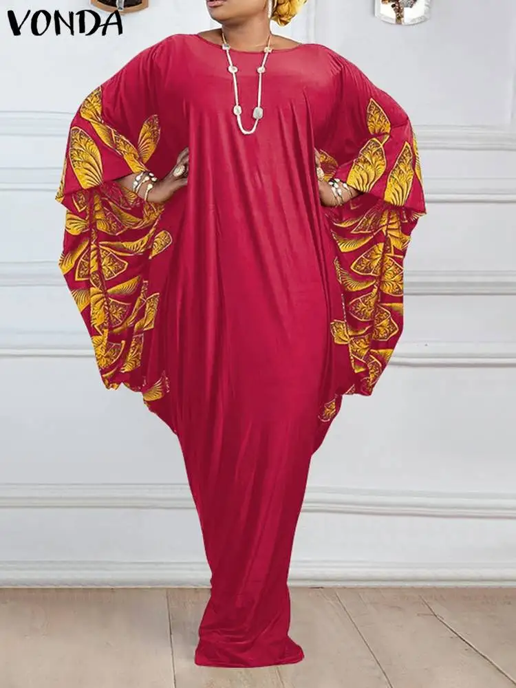 

VONDA Summer Lady Kaftan Holiday Dress Long Sleeve Floral Printed Maxi Robe 2022 Loose Spring Party Long Vestidos Femme Sundress