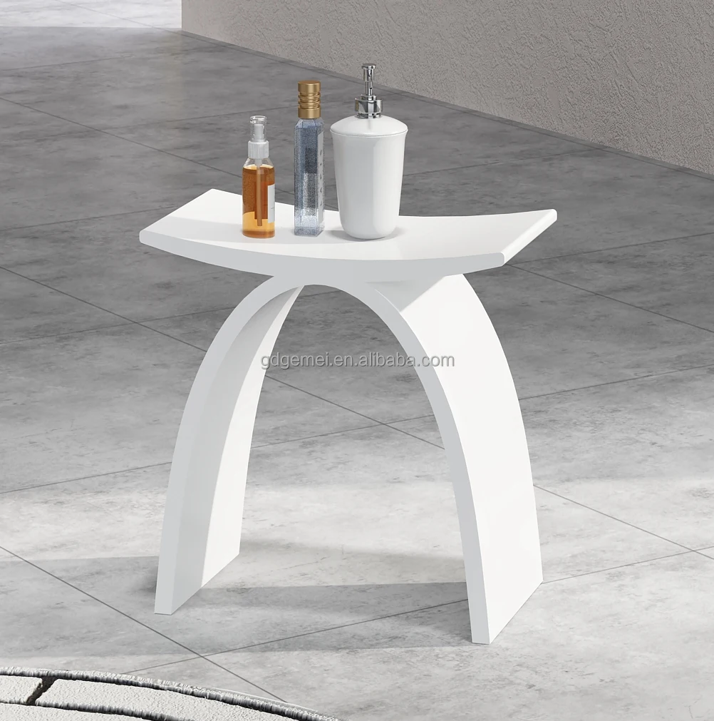 

White artificial stone acrylic solid surface stool bathroom bath shower bench seat chairs shower stool