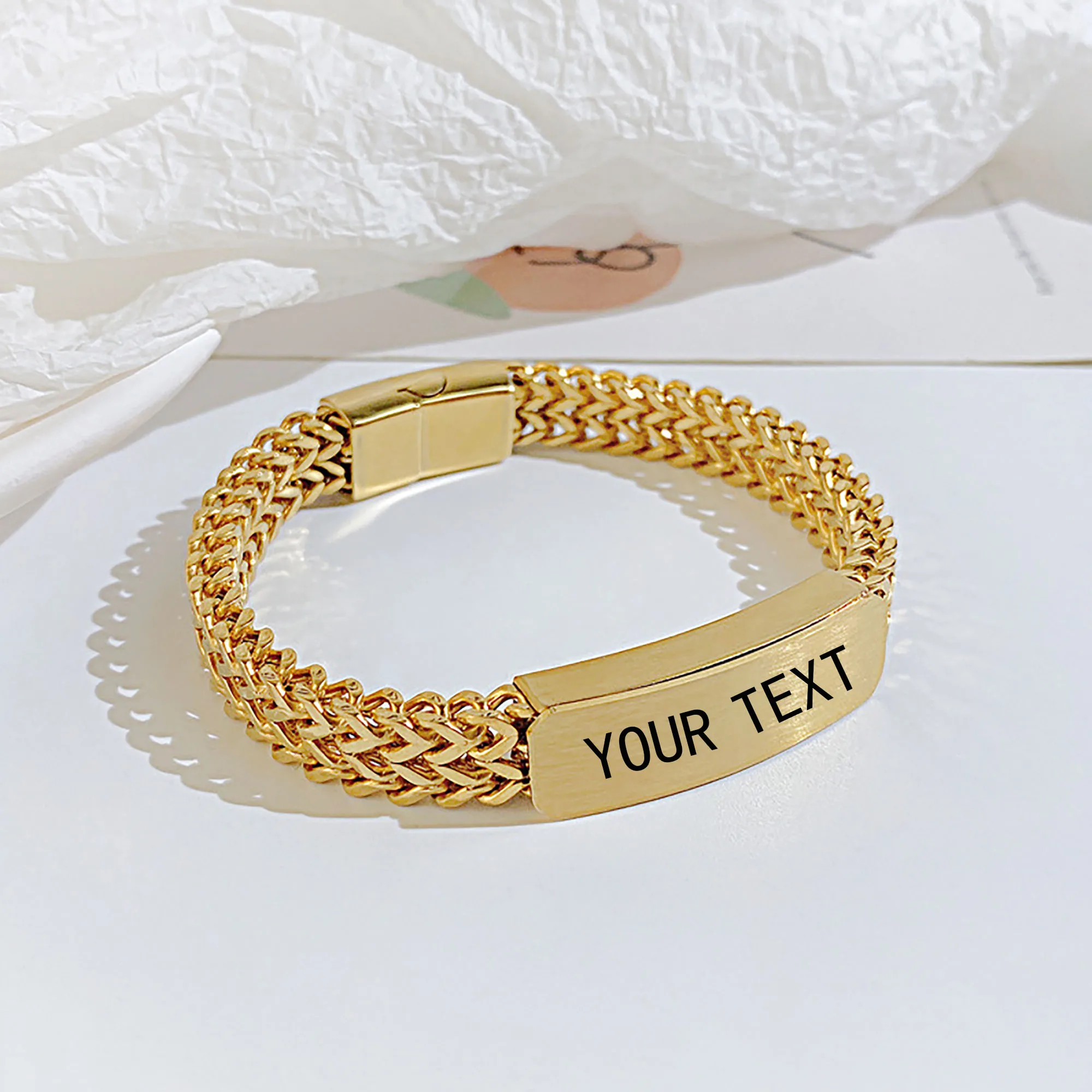 

Customized Male Name Bracelet Stainless Steel Gold Color Punk Jewelry Personalized Letter Nameplate Bangle Best Friend Gifts