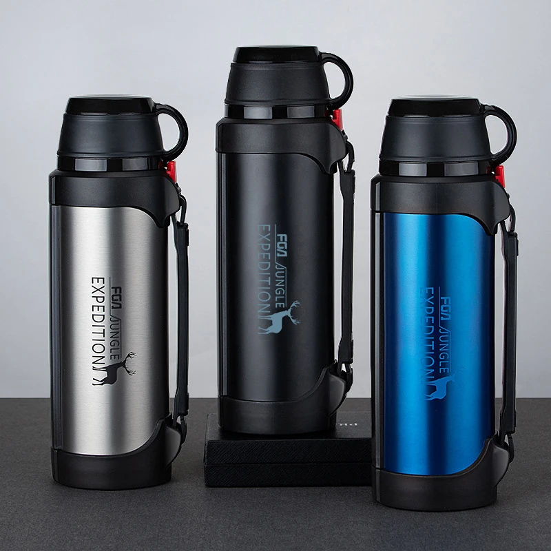 Bottle Vacuum Flasks Stainless Steel Insulated Water Thermal Cup Travel Portable Kettle For Tea Coffee With Strap