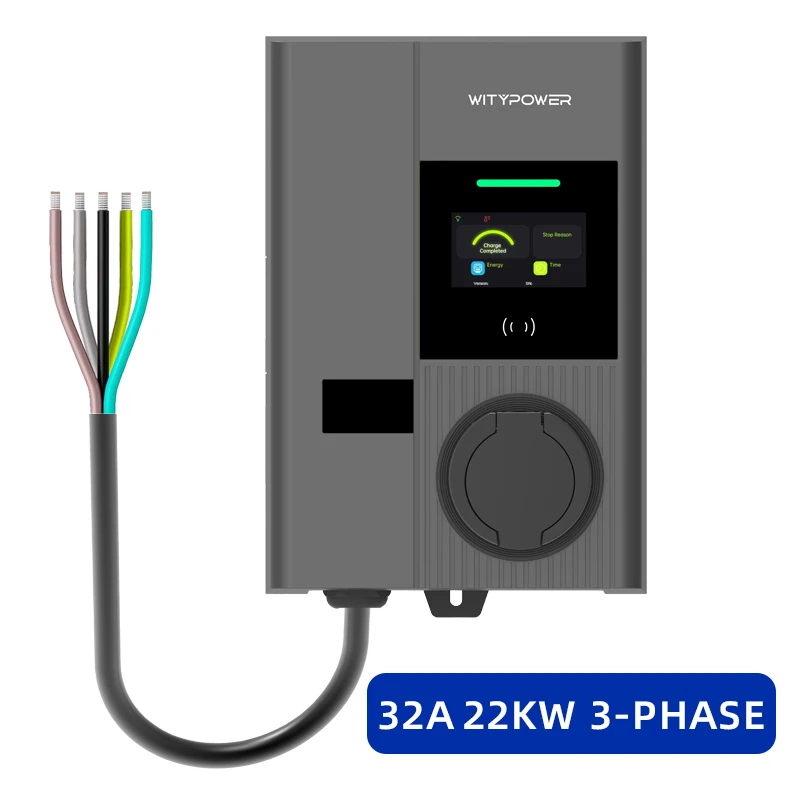 

Зарядная станция WityPower для электромобилей, 3-фазная, 22 кВт, с управлением через приложение, быстрое зарядное устройство для электромобилей, Тип 2, 7 кВт, 1-фазная версия, настенный зарядный блок (Wallbox)