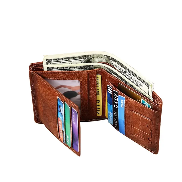 Minimalist Men's Wallet  RFID Blocking Vintage Genuine Leather Wallet for Men Credit Card Holder Money Clip Purse 4