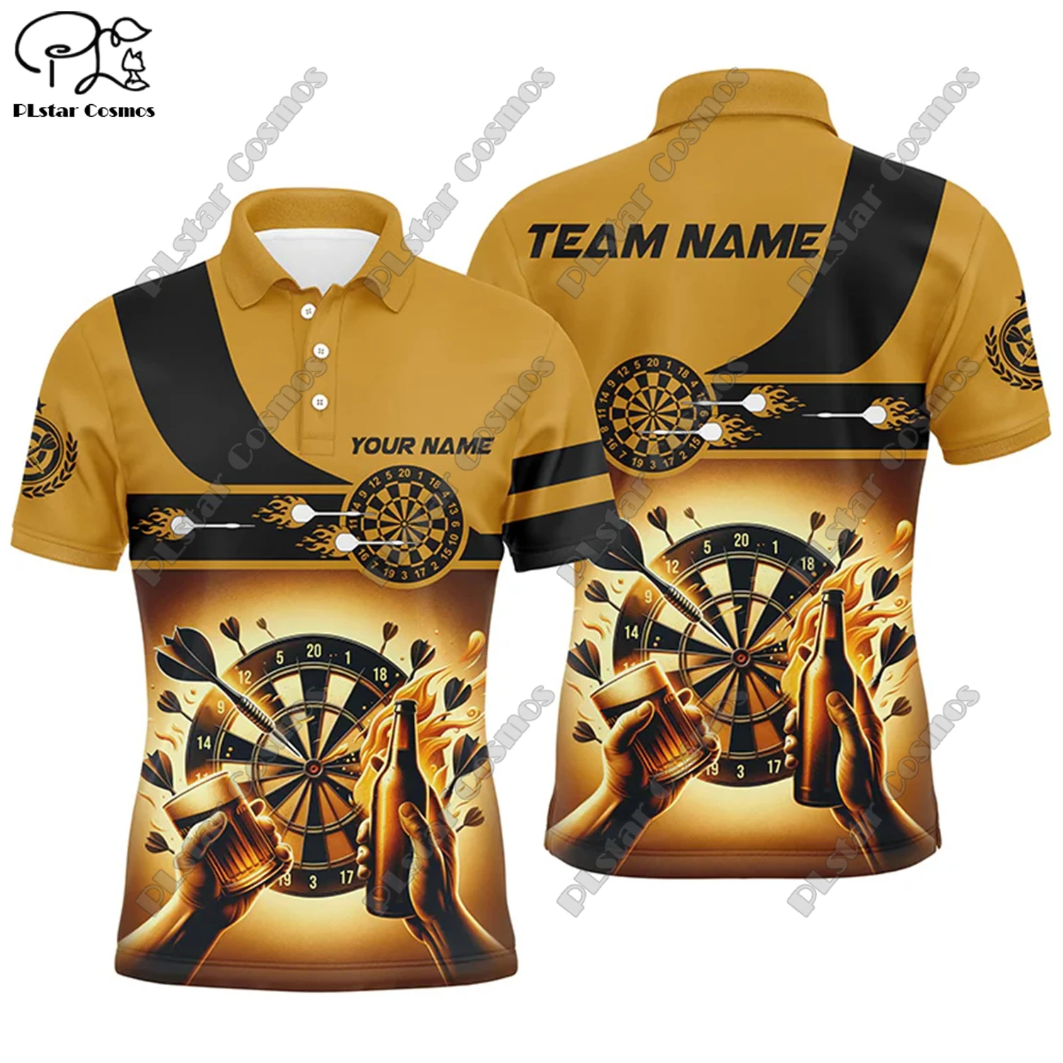 Футболка-поло с 3D-принтом пламени универсальная для отдыха спорта