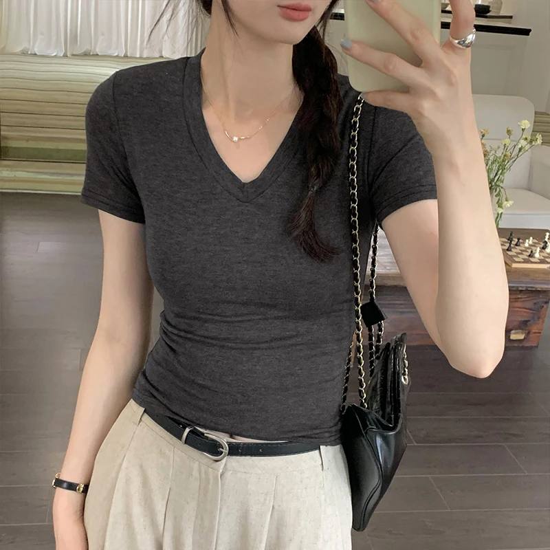 Женская модная футболка Sheathy новинка 2024 летняя сексуальная облегающая с