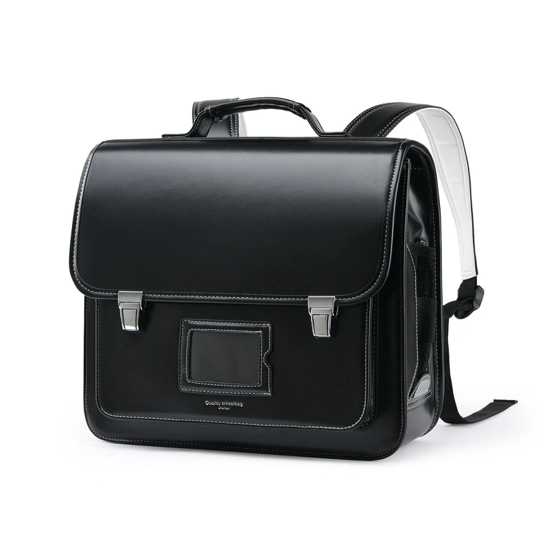 Portable PU Leather Backpack Primary School Bookbag Travel Daypack for Children Kids Student