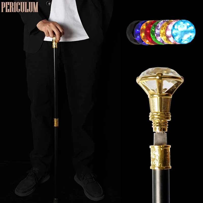 

10 Colors Luxury Gold Crystal Diamond Sword Stick Men Self Defense Women Hidden Sword Walking Cane Crosier Stick