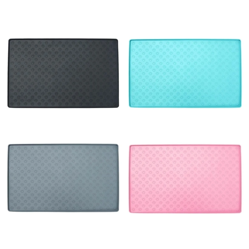 

270F Pet Food Mat Waterproof Dog Mat Raised Edge Dog Silicone Feeding Placemat Water Bowl Tray for Floor Nonslip Washable