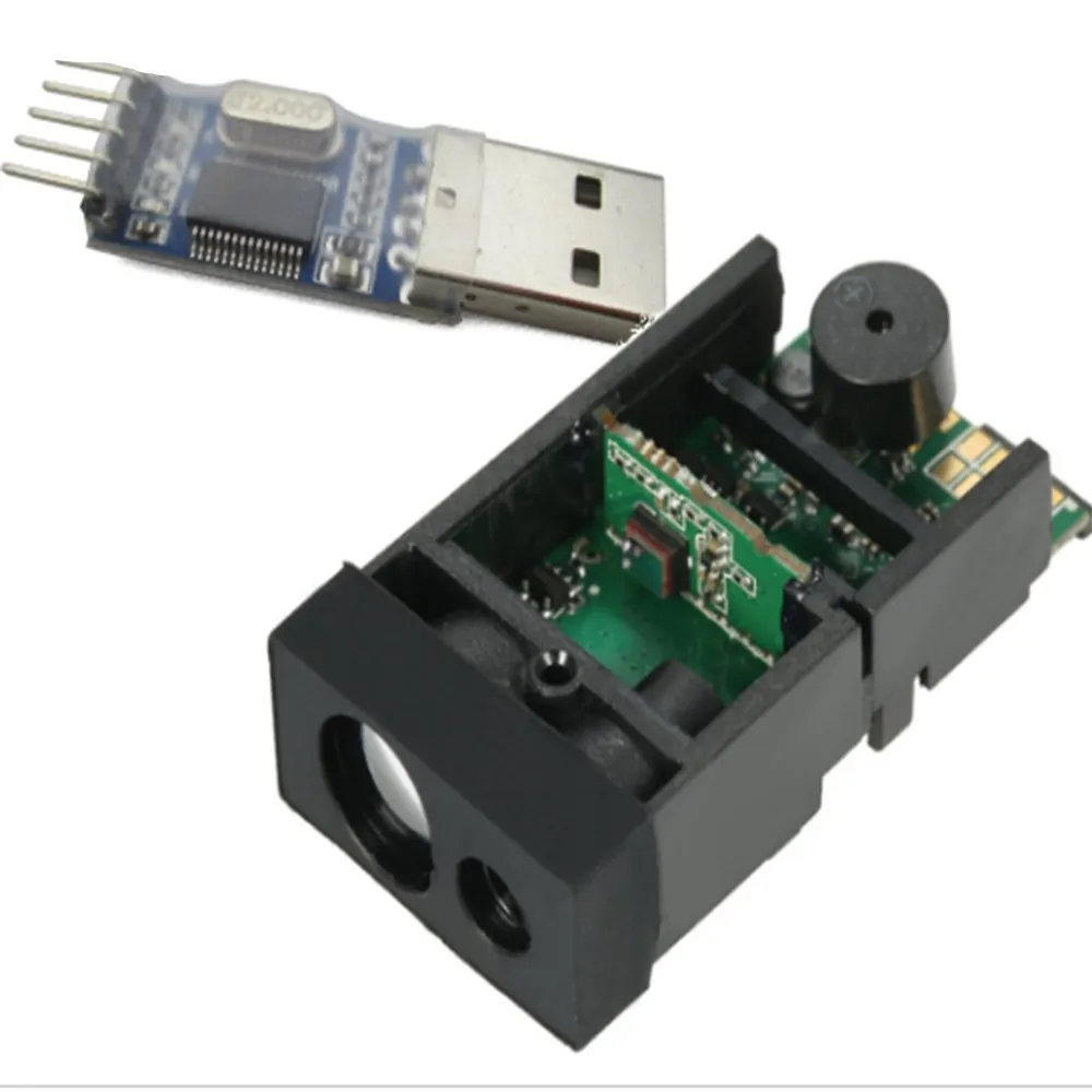 

TTL level of 50-meter laser ranging module sensor is connected with single chip microcomputer to RS232 485 serial port