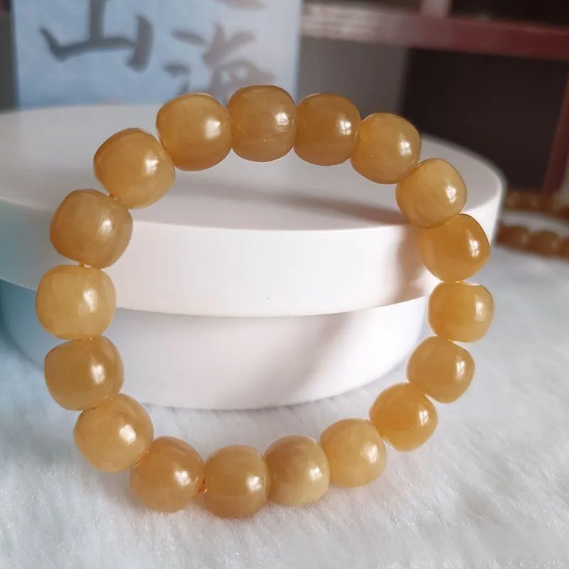 Аутентичный коричневый сахарный нефритовый женский браслет с бусинами в