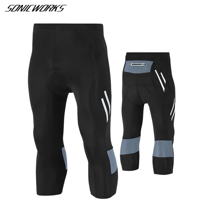 

Брюки мужские велосипедные эластичные, облегающие дышащие штаны, одежда для фитнеса до щиколотки, с гелевыми подушечками, для верховой езды
