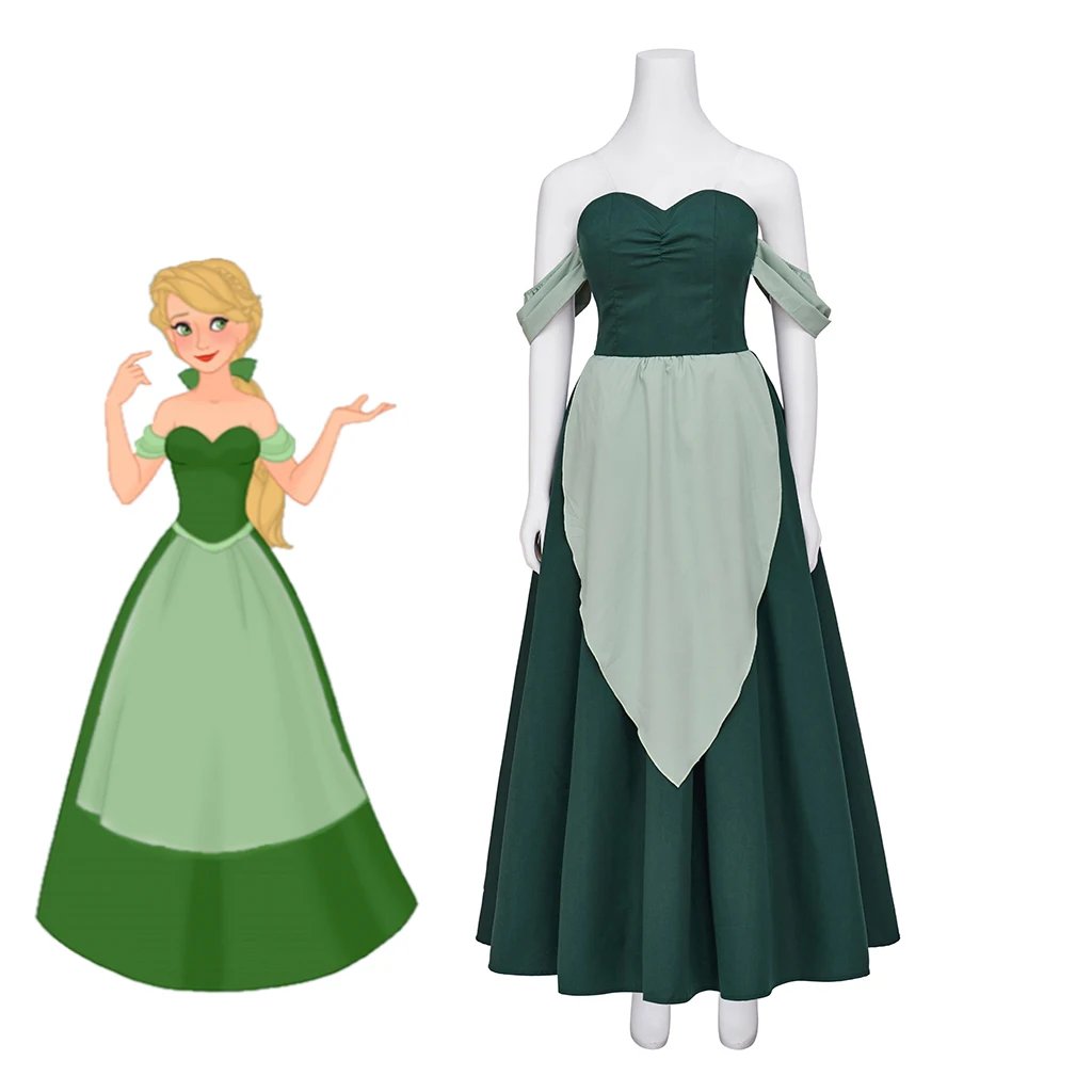 Зеленое платье принцессы Paulette для косплея костюм аниме Бимперты сексуальное