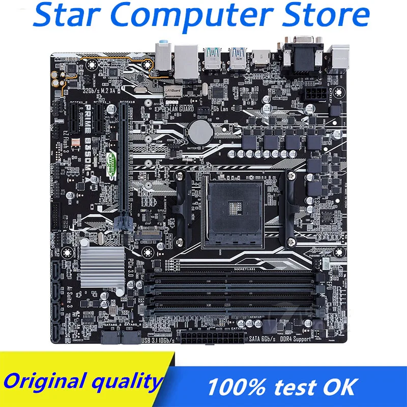 Для ASUS PRIME B350M-A B350 Socket AM4 материнская плата DDR4 компьютер SATA3 M.2 SSD настольная Б/у |