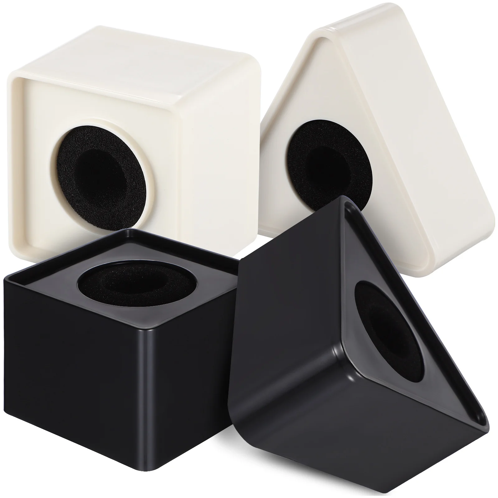 

1 Set ABS Cube Interview White Standrophonerophone Station Triangular Shaped Mic Flag Logo Stations