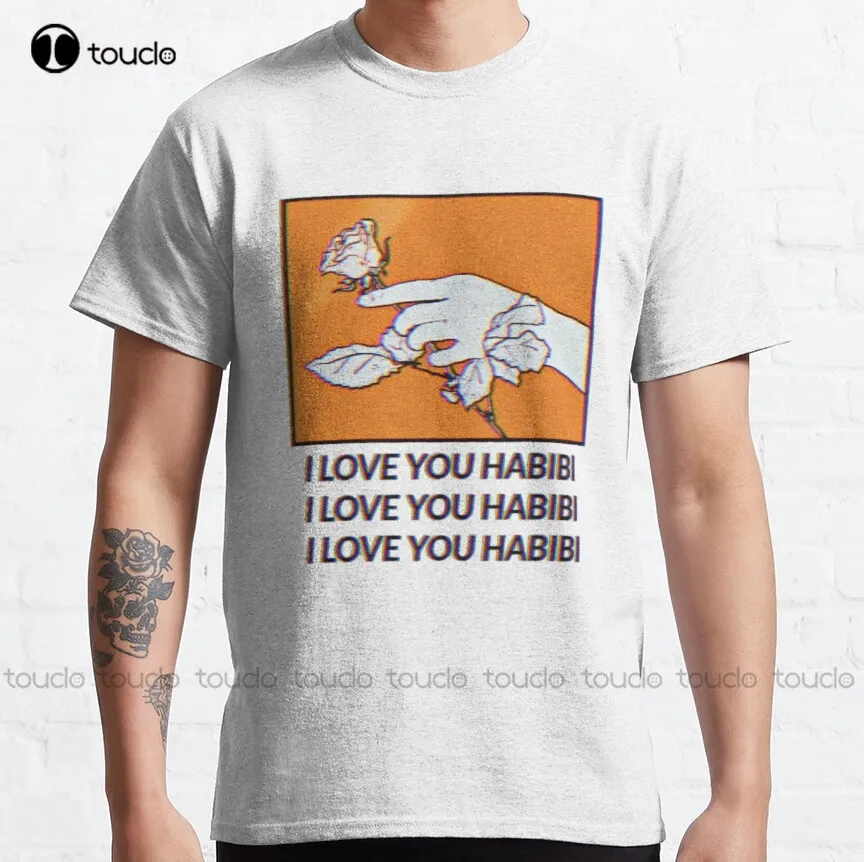 

Классическая футболка Love You Habibi, женская черная футболка, Модная креативная забавная футболка для отдыха в стиле Харадзюку, индивидуальная ...