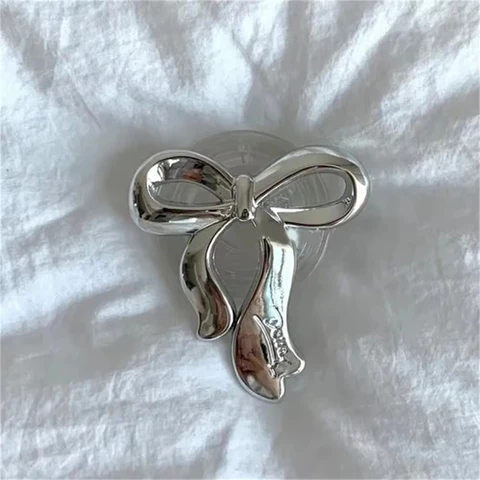 Корейский милый серебристый бант Griptok, прозрачный держатель для телефона, кольцо на палец, подставка для iPhone, Samsung, складная розетка, кронштейн для девочек