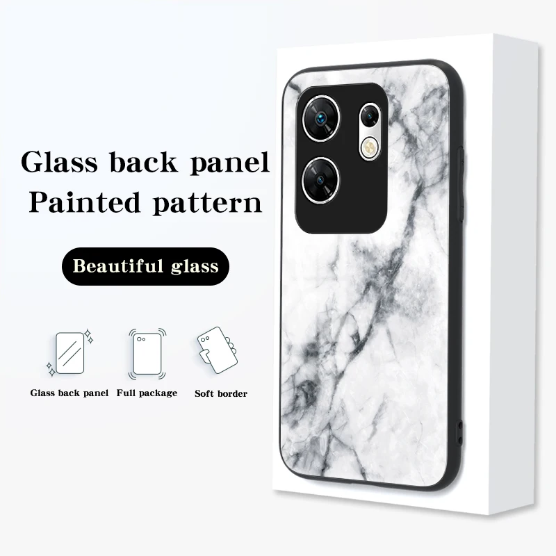 Закаленное стекло для Infinix Zero 30 4G мраморная зернистая жесткая задняя защитная