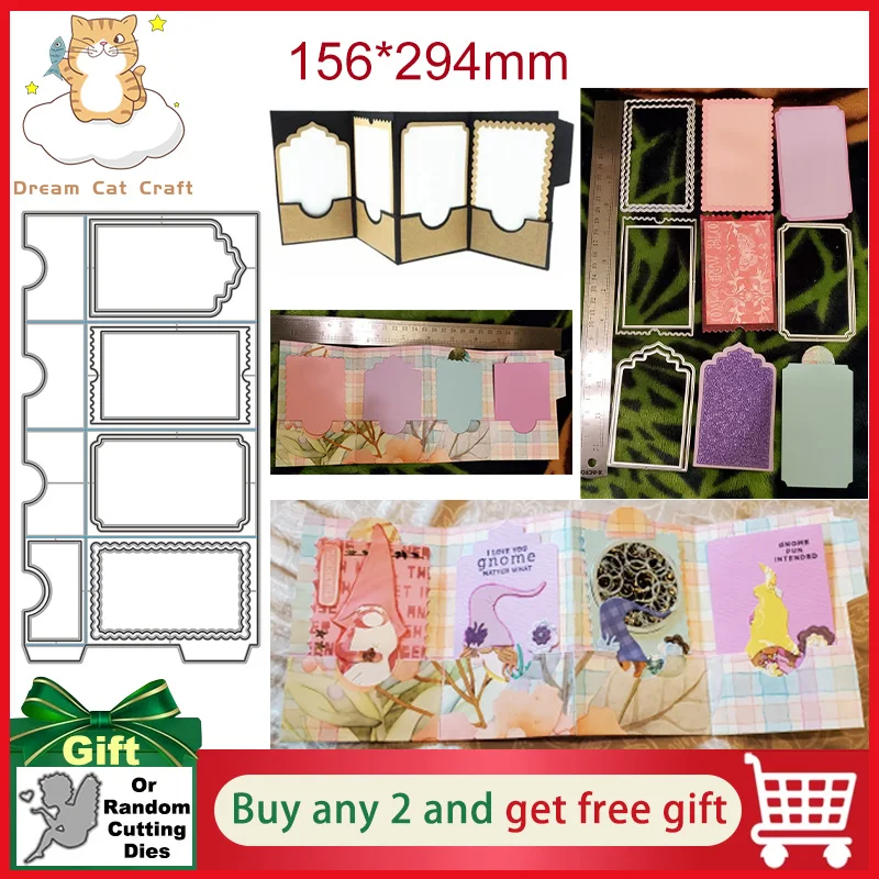 

4 Layer Loose-leaf Hang Tag Label Frame Greeting Card Making Mould Metal Cutting Dies Stencils for DIY Scrapbooking Die Template
