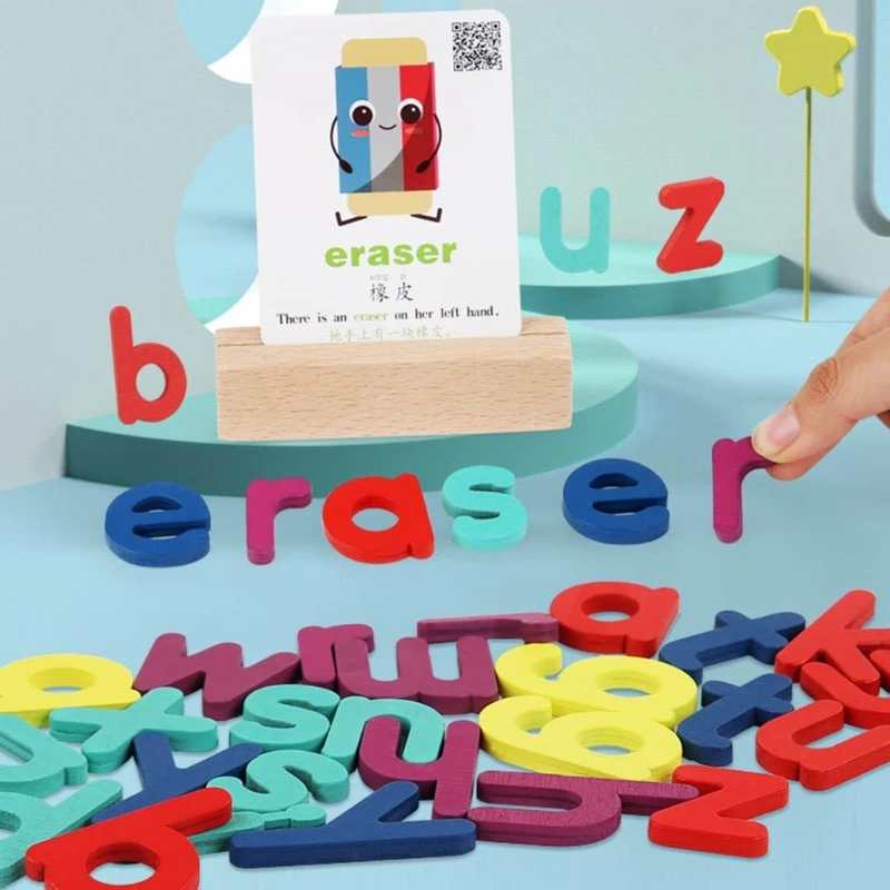 

Игровые карточки для правописания, яркие цветные маленькие буквы, головоломка Монтессори, обучающая игрушка для дошкольников