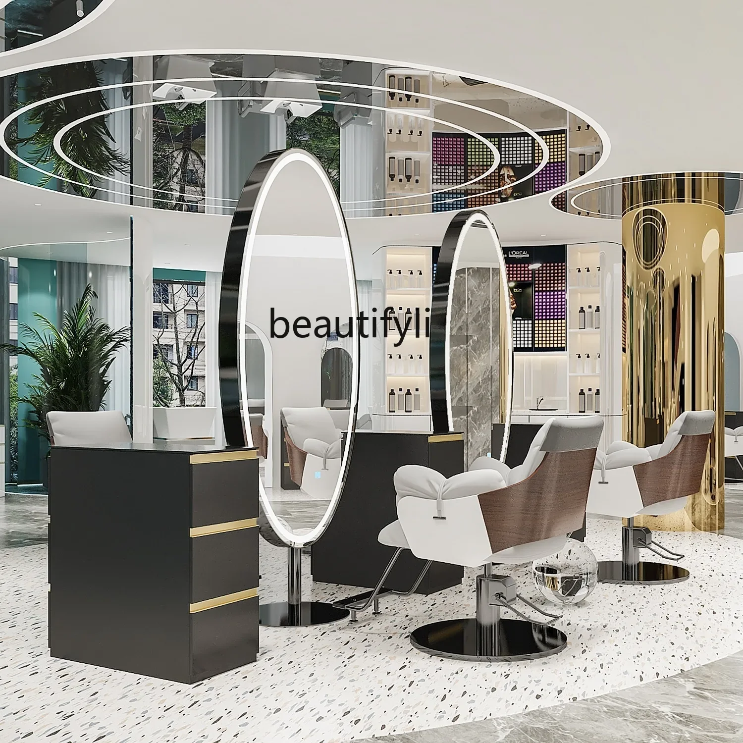 Yy Зеркальный стол для парикмахерской напольное зеркало из нержавеющей стали