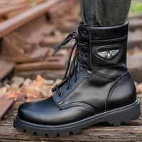 military fan boots steel toe steel bottom combat outdoor martin motorcycle mens airborne round toe cowhide special forces