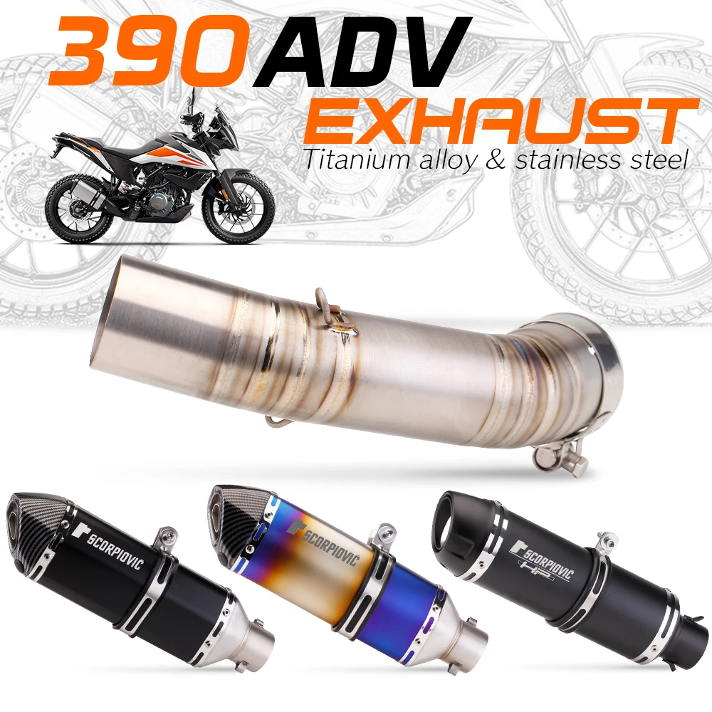 

Titanium Alloy Slip On For KTM390 ADV DUKE 390 adventure 2020 2021 Motorcycle Exhaust Escpae Modify MidLink Pipe Connect 51mm
