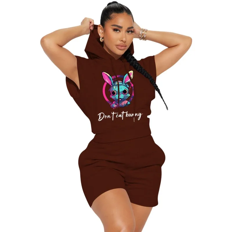 WSFEC S-XL Summer Fashion Two Piece Sets Womens Outfits Short Sleeve Rabbit Pattern Hoodie Sweatsuit for Women Casual Suits 2 WSFEC S-XL Summer Fashion Two Piece Sets Womens Outfits Short Sleeve Rabbit Pattern Hoodie Sweatsuit for Women Casual Suits 2