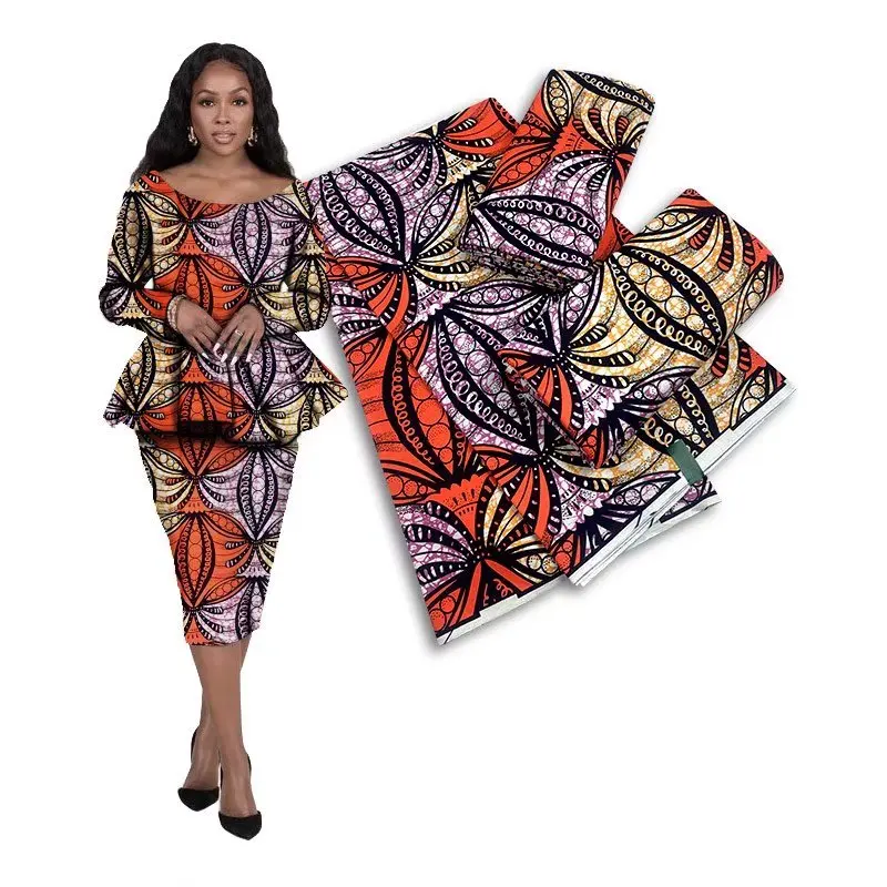 

6 Yards 100% Cotton Original Ankara African Fabric Tissu Africain Robe Dutch African Loincloth Super Real Wax Print Fabric