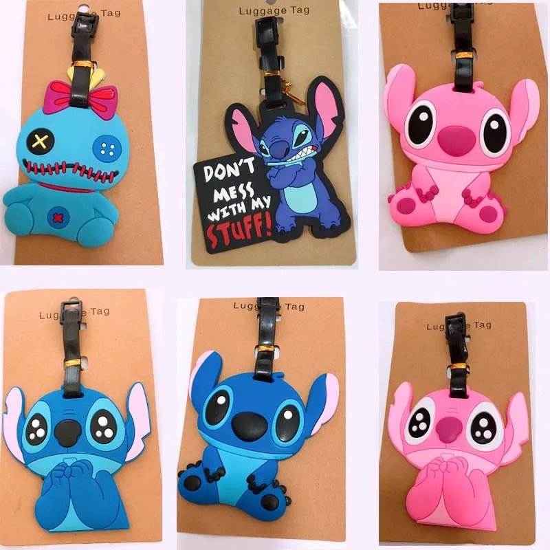 Disney Lilo Stitch Travel Accessories Luggage Tag Suitcase Fashion Style Silicon Portable Travel Label  ID Addres Holder