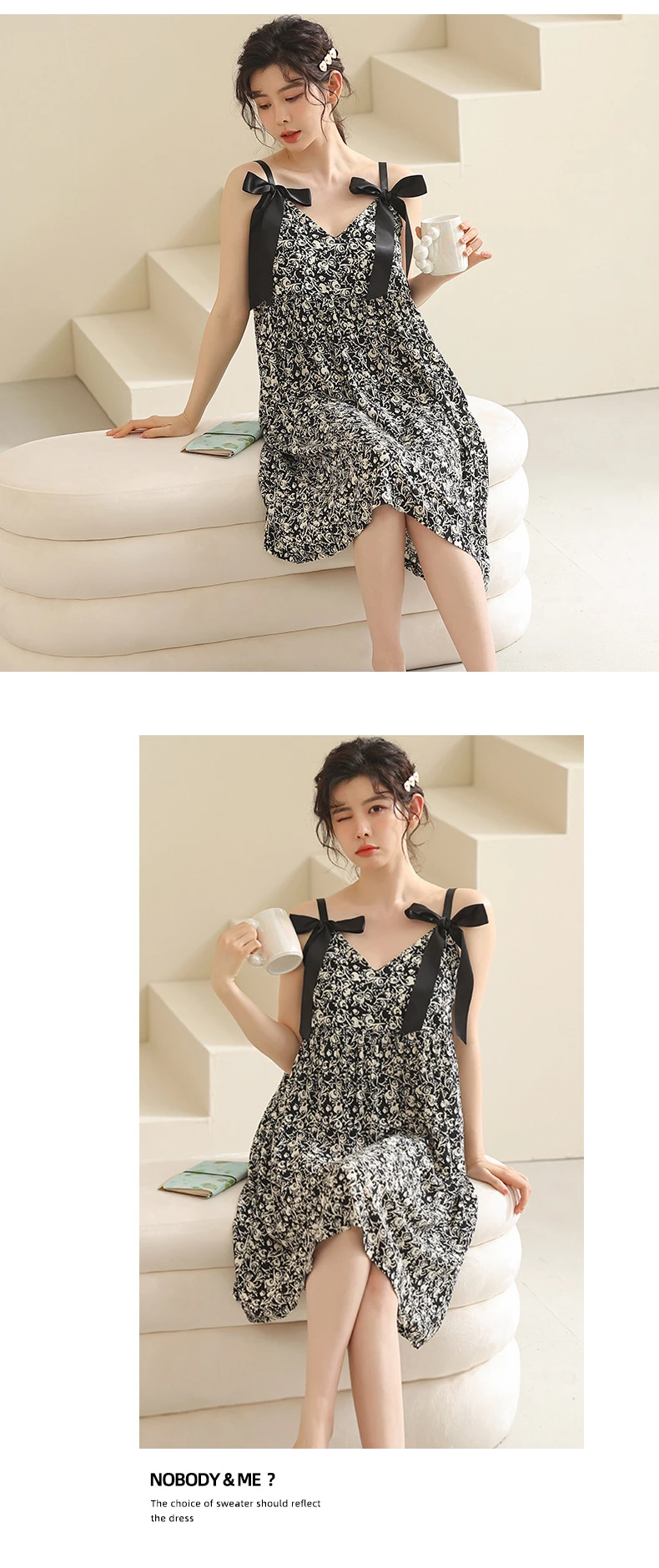 Sexy Women Nightgowns Ice Silk Nightdress Female SleepDress Floral Sleepshirt Sleepwear Sleeveless Nightwear Homewear Pajama