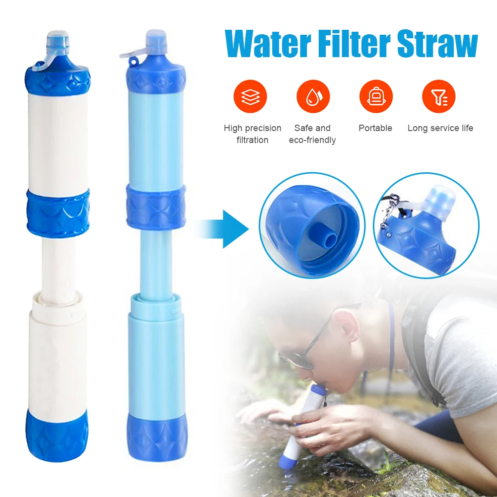 

Outdoor Water Filter Straw Water Purifier Filtration System with Threaded Bottom and Pump Camping Hiking Emergency Survival Tool