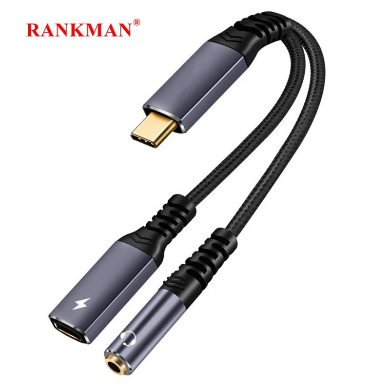 

Rankman USB C to 3.5mm Jack Aux Audio Headphone Type-C Earphone Splitter Fast PD Charging for iPhone iPad Samsung Huawei Xiaomi