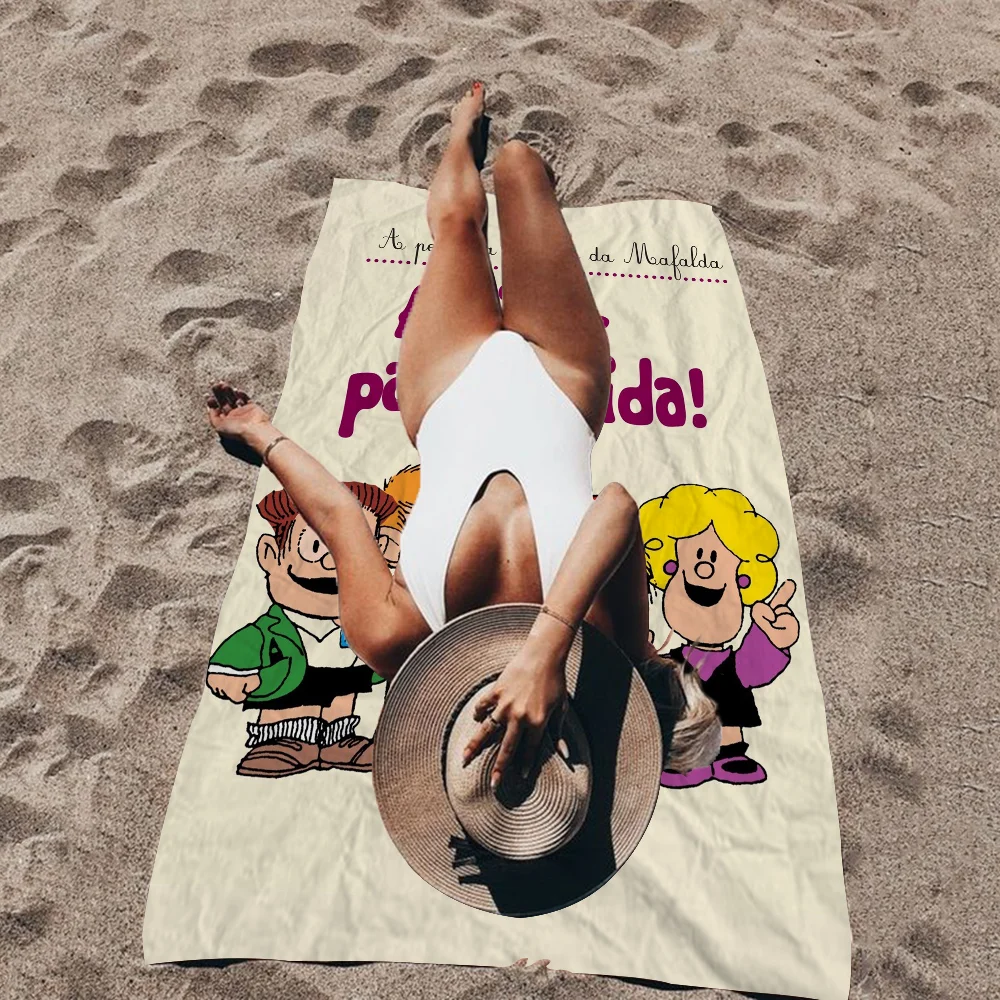 Милые Мультяшные большие пляжные полотенца Mafalda из микрофибры быстросохнущее