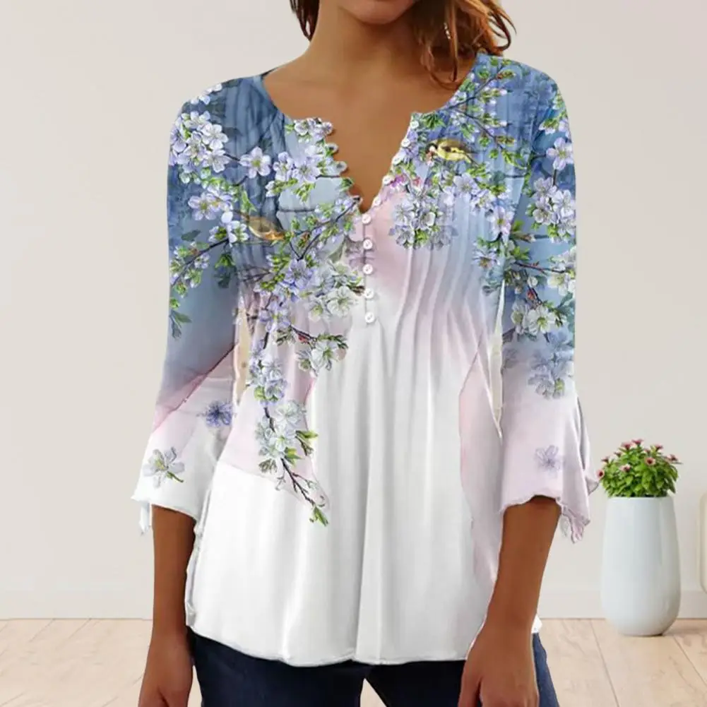 

Модная женская футболка свободного покроя, нарядная, не скатывающаяся, с ярким цветочным принтом листьев, женские топы