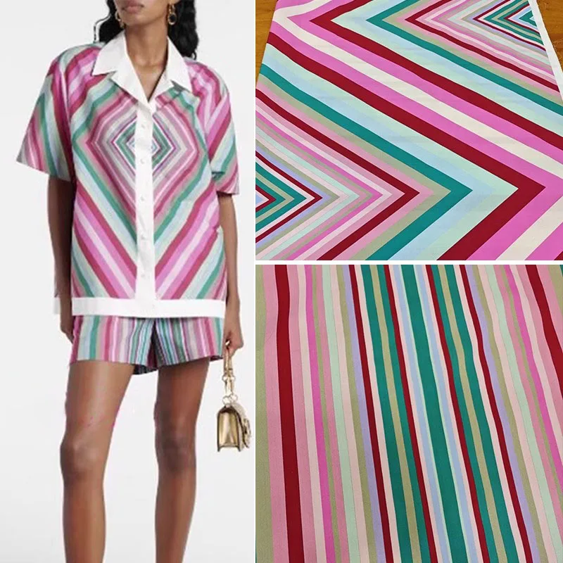 2024 европейский и американский бренд красочная полосатая печатная поплиновая