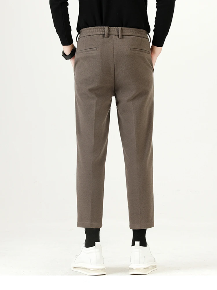 Winter Woolen Suit trousers Men's Business Guest look Straight Slim fit Korean Sle Anti-Wrinkle Cropped Pants Young T...