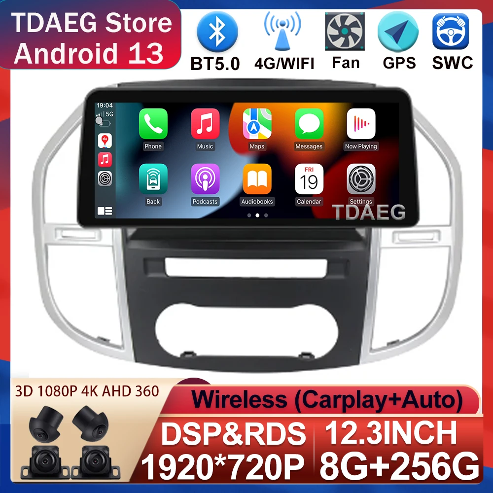 

12.3‘’ 8GB+256GB Octa Core Android 4g Lte Wifi For Mercedes Benz Vito 3 2014 - 2020 HD IPS Large Touch Screen GPS Video Player