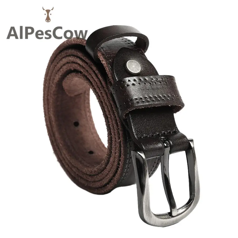 

Classical Design 100% Alps Cowhide Italian Male Jeans Belt For Men High Quality Genuine Leather Belts With Copper Pin Buckle