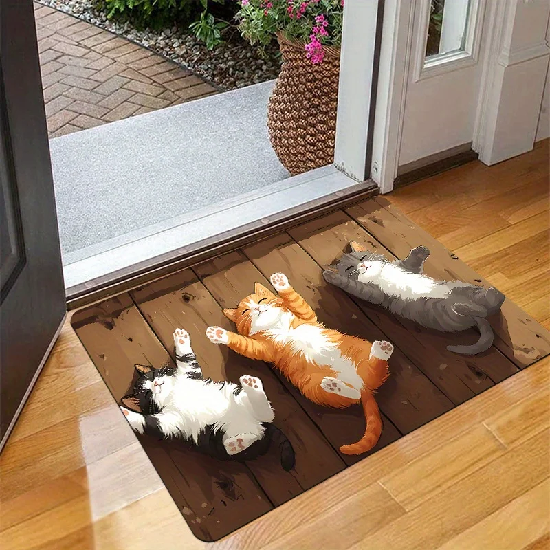 

Фланелевый нескользящий коврик с кошками