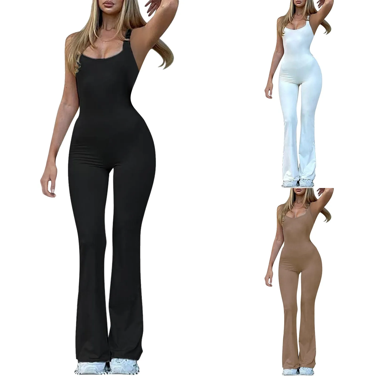 

Comfort Code Jumpsuit Women's Jumpsuit Women's Tight Elastic Jumpsuit Yoga Women's Bandeau Cutout Shir Pocket Design Jumpsuit