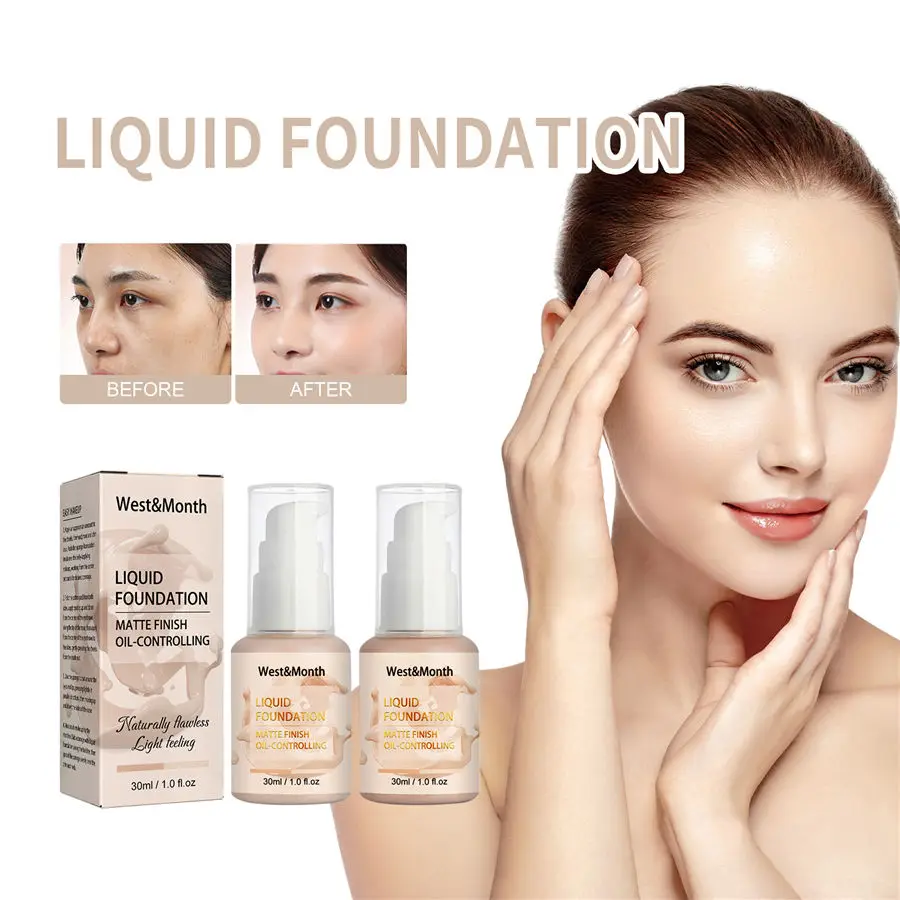 

Full Cover Face Base Liquid Foundation Waterproof Long Lasting Facial Concealer Whitening Cream Korean Ladies Makeup Cosmetics