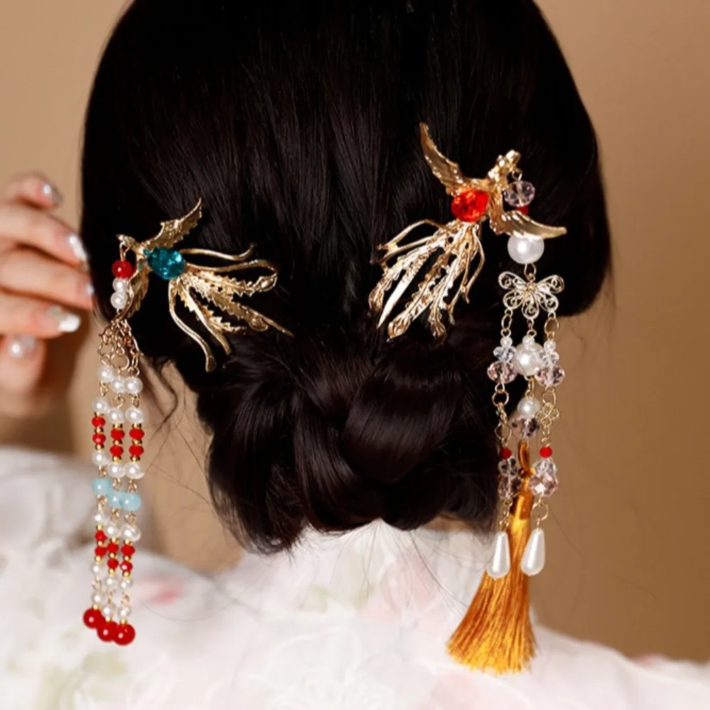 Ювелирные изделия из сплава с жемчужной бахромой заколка для волос в стиле ретро